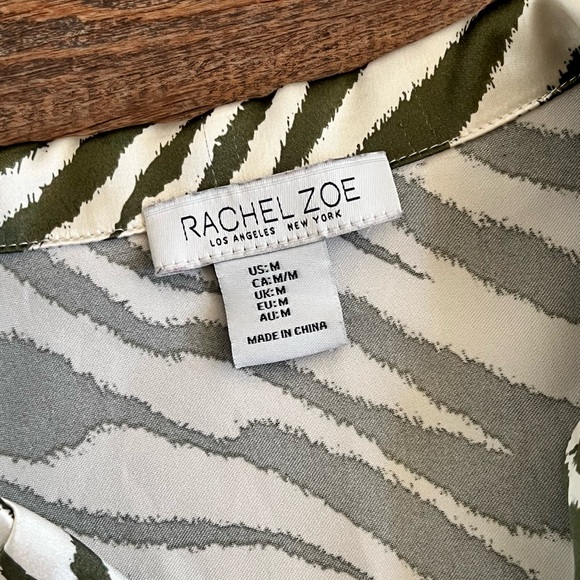 Rachel Zoe Olive Zebra Print Button-Down Shirt - Picture 3 of 5